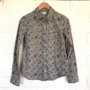 Odille from Anthropologie Eyelet Embroidered Gingham button down shirt Size 4